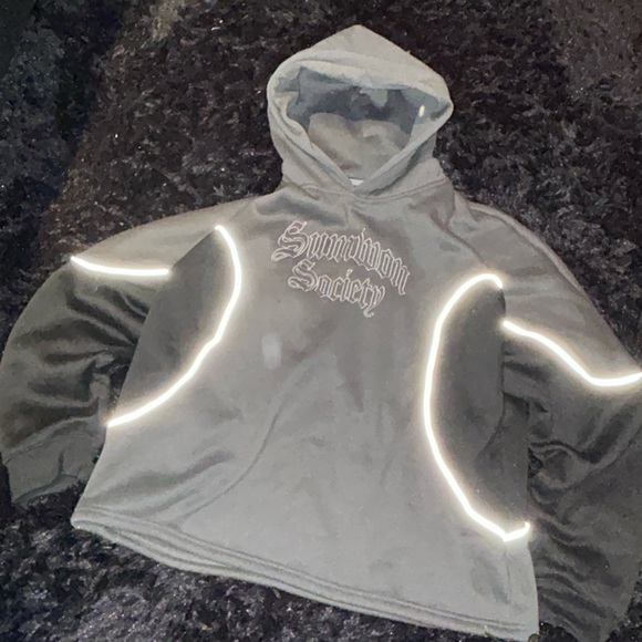 Gray and Black Hooded Sweatshirt - Picture 6 of 6